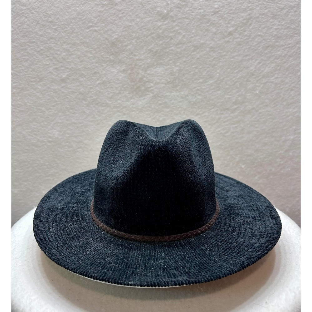Altar'd State Womens Black Textured Cowboy Hat Braided Tassel Band Wide Brim OS